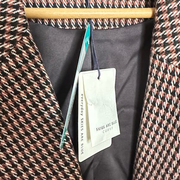 SKIES ARE BLUE Curvy Oversized Houndstooth Plaid Blazer Black Red Sz 1X NWT {S1} - Picture 5 of 6